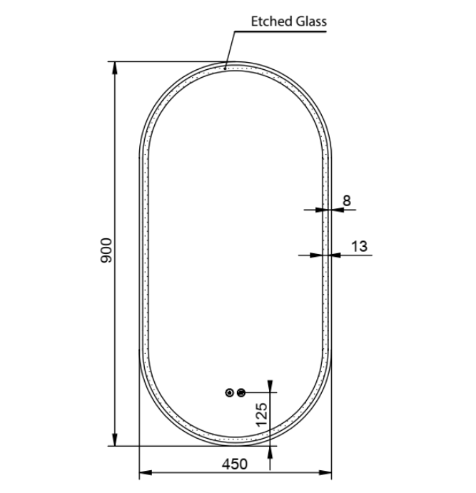 Remer Gatsby LED Mirror 450mm x 900mm G4590D, Multiple Options