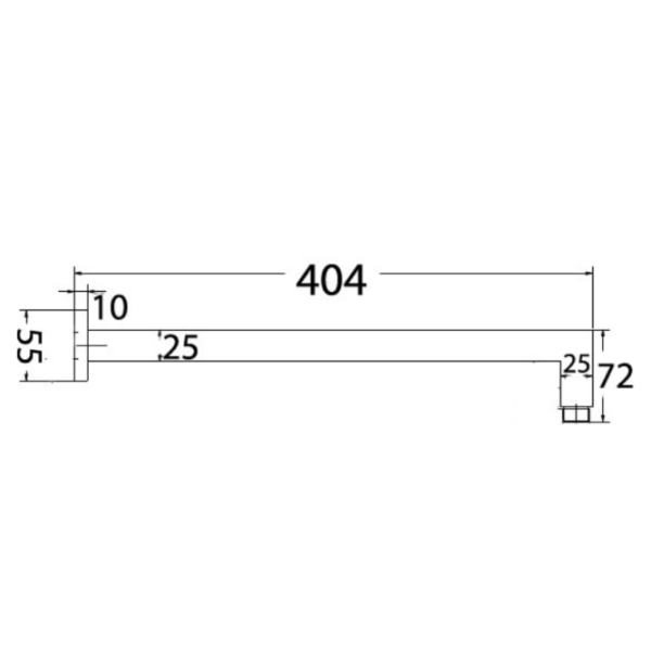 Vision Square 400mm Wall Mounted Shower Arm, Matte Black