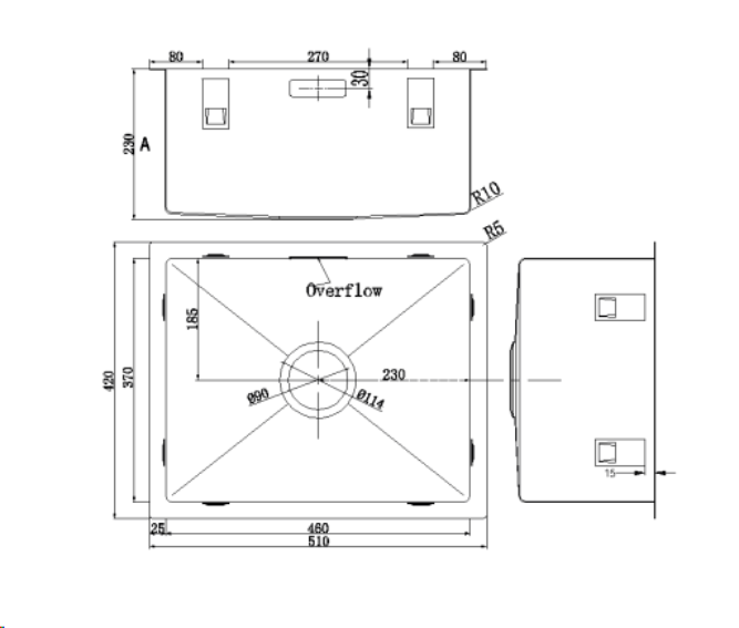Squareline Plus 32L Utility Sink
