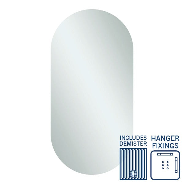 Ablaze Duke Pill Polished Edge Mirror With Demister 500mm x 1000mm
