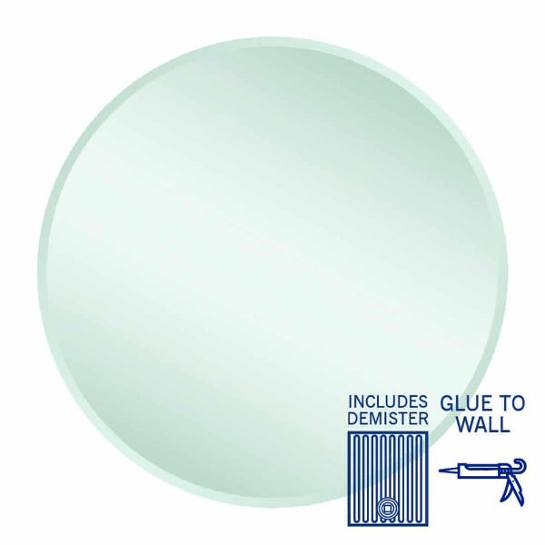 Ablaze Kent Round 18mm Bevel Edge Mirror With Demister 800mm Diameter