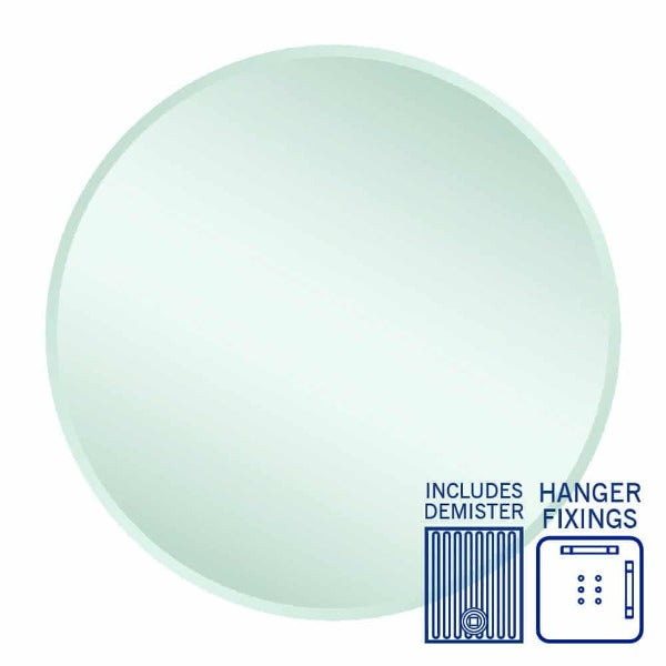 Ablaze Kent Round 18mm Bevel Edge Mirror With Demister 800mm Diameter