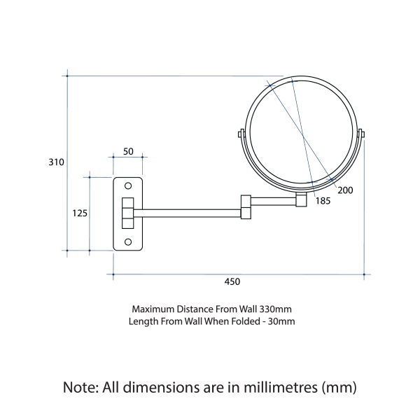 Thermogroup 5x Magnifying Mirror R16SMBN - Brushed Brass