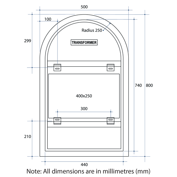 Thermogroup Ablaze Arch Premium Backlit Mirror with Demister 500mm x 800mm - AS500C
