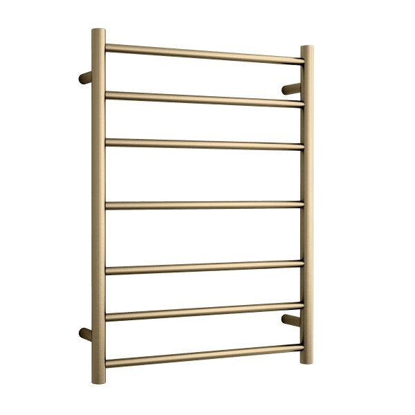 Thermorail Straight Round 600mm x 800mm Heated Ladder Towel Rail - Brushed Brass SR44MBB