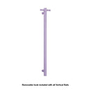 Thermorail Round Vertical Single Bar Heated Towel Rail with Hook VSH900HLS - Lilac Satin