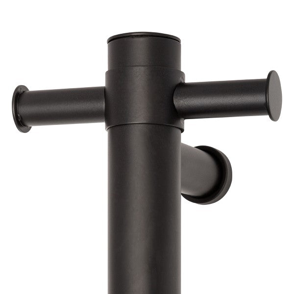 Thermorail Round Vertical Single Bar Heated Towel Rail with Optional Hook VSH900HB - Matte Black