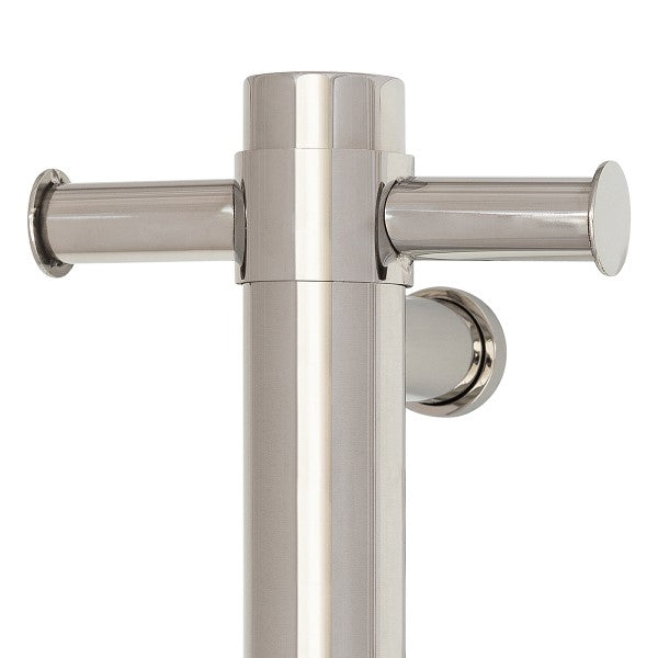 Thermorail Round Vertical Single Bar Heated Towel Rail with Optional Hook VSH900H - Polished Stainless