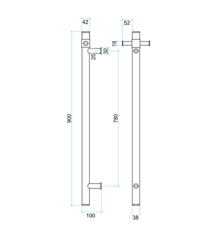 Thermorail 12V Vertical Single Bar Round Heated Towel Rail, Matte Black VS900HB