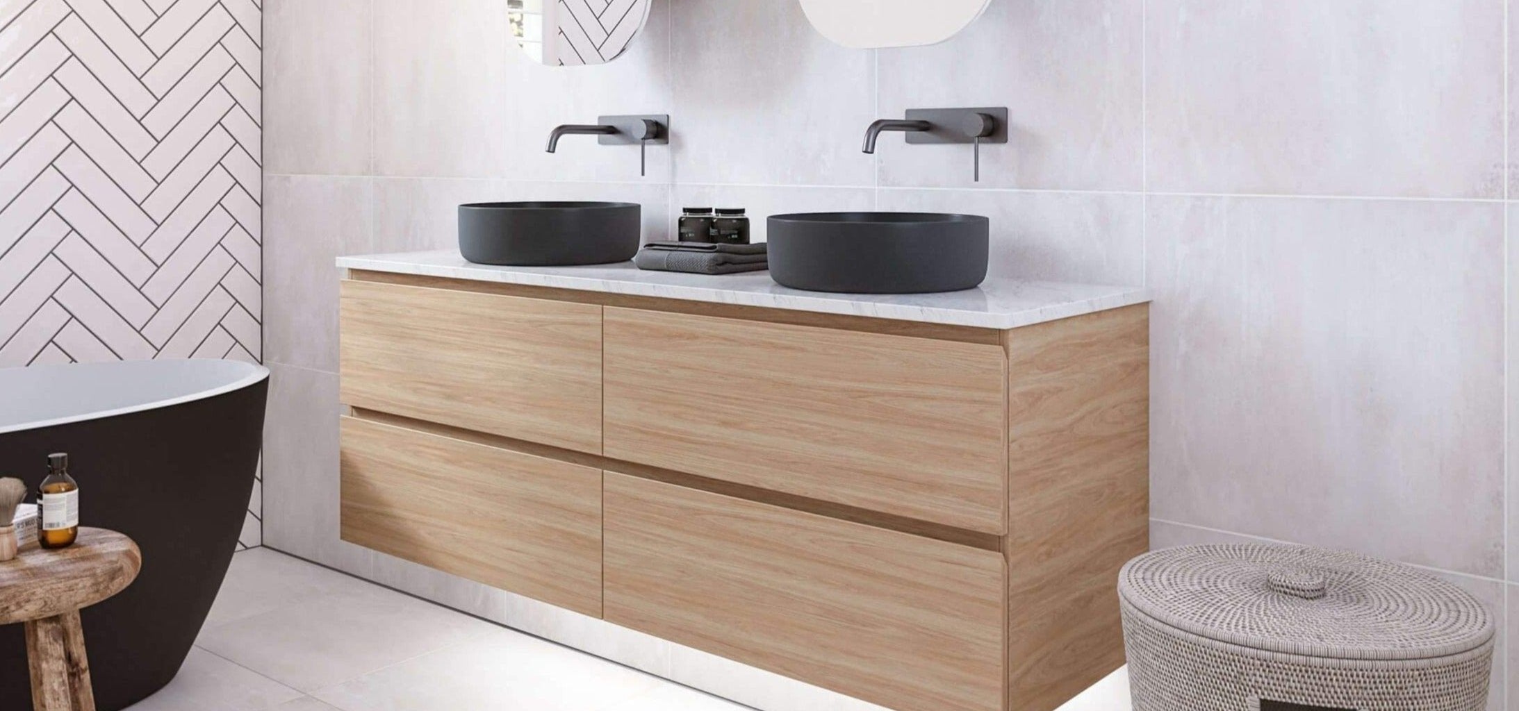 Manhattan All-Drawer 1500mm Wall Hung Vanity, Above or Under Counter Basin, Double Bowl