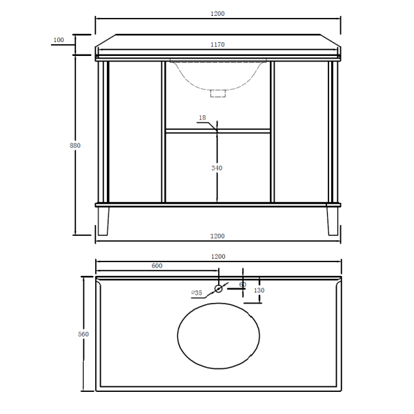 Turner Hastings Coventry 1200mm Satin White Vanity, Marble Top, Single Bowl