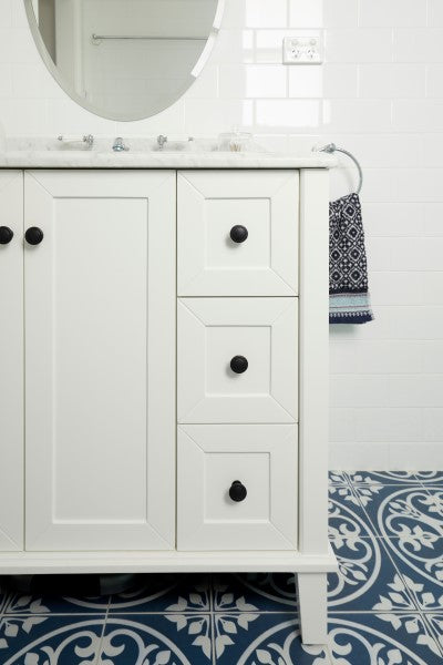 Turner Hastings Coventry 900mm Satin White Vanity, Marble Top