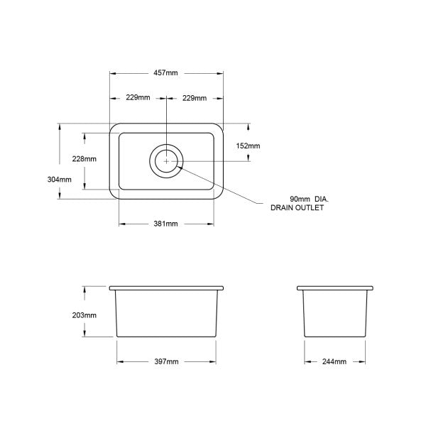 Turner Hastings Cuisine 30 x 46 Fireclay Single Sink - White
