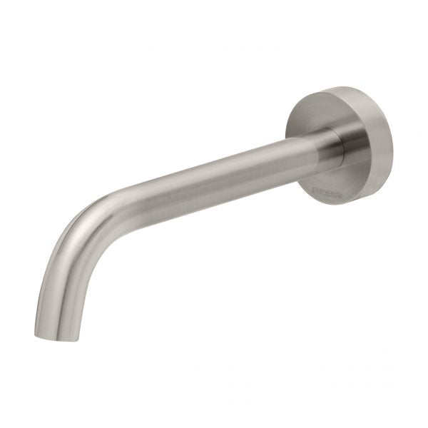 Phoenix Vivid Slimline Wall Curved Basin Outlet 180mm - Brushed Nickel