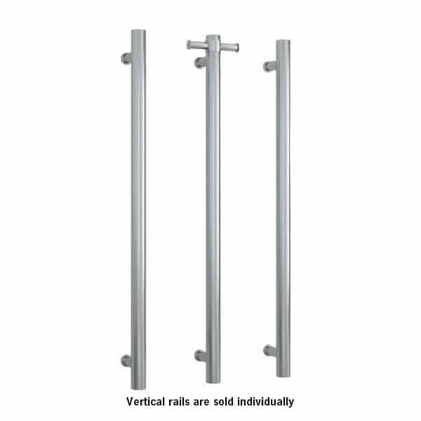 Thermorail 12V Vertical Single Bar Round Heated Towel Rail, Brushed VS900HBR