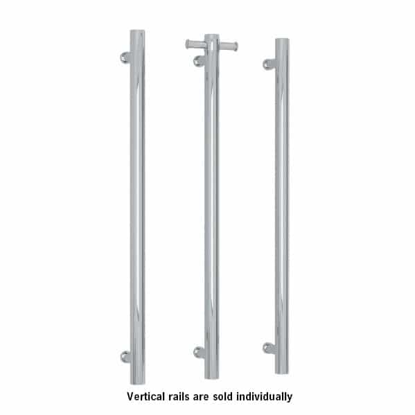 Thermorail 12V Vertical Single Bar Round Heated Towel Rail Polished VS900H