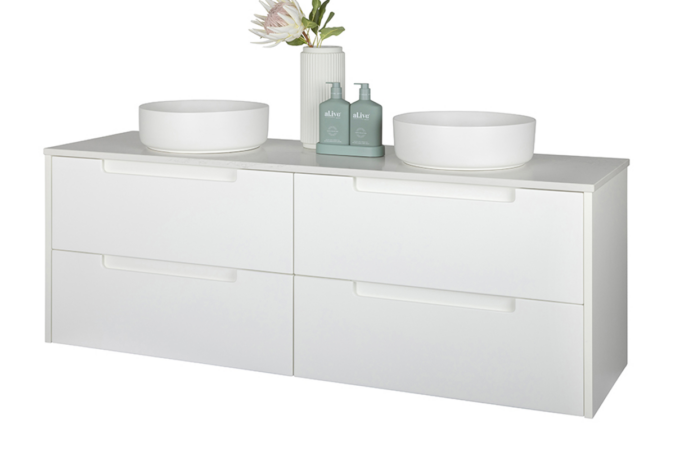 FABF Verona 1500mm Wall Hung Matte White Vanity, Add Top + Basin/s