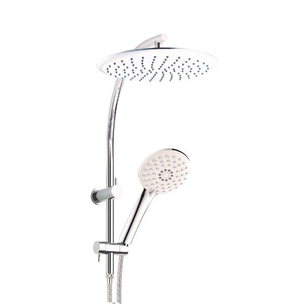 Collis Willow Curved Short-Tail Combo Rail Shower Set Chrome & White