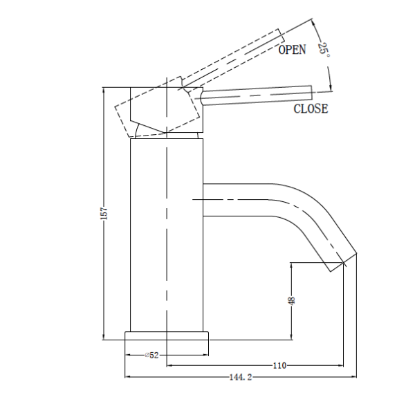 Dolce Basin Mixer Stylish Spout - Brushed Nickel
