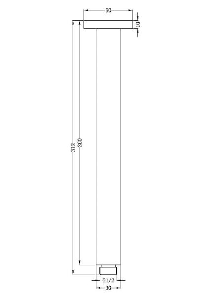 Castle Square 300mm Ceiling Mounted Shower Arm, Matte Black