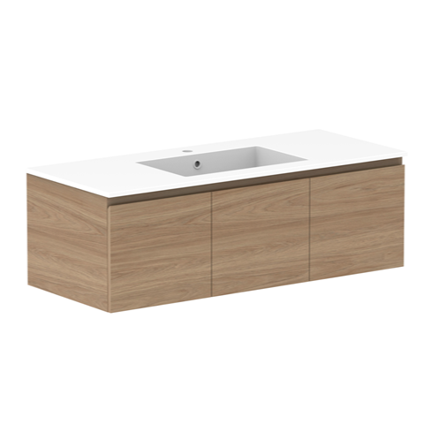 Glacier Lite 1200mm Slim Vanity, CastMarble Top, Bowl Options