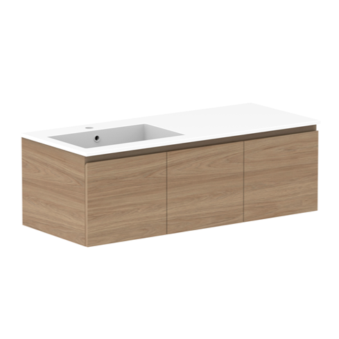 Glacier Lite 1200mm Slim Vanity, CastMarble Top, Bowl Options