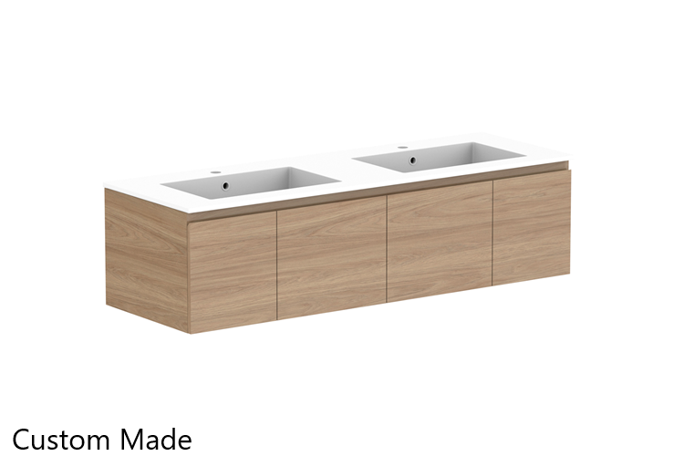 Glacier Lite 1500mm Slim Vanity, Double Bowl, CastMarble Top