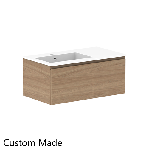 Glacier Lite 900mm Slim Vanity, CastMarble Top, Bowl Options