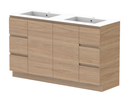 Glacier Lite 1500mm Trio Vanity, Double Bowl CastMarble Top