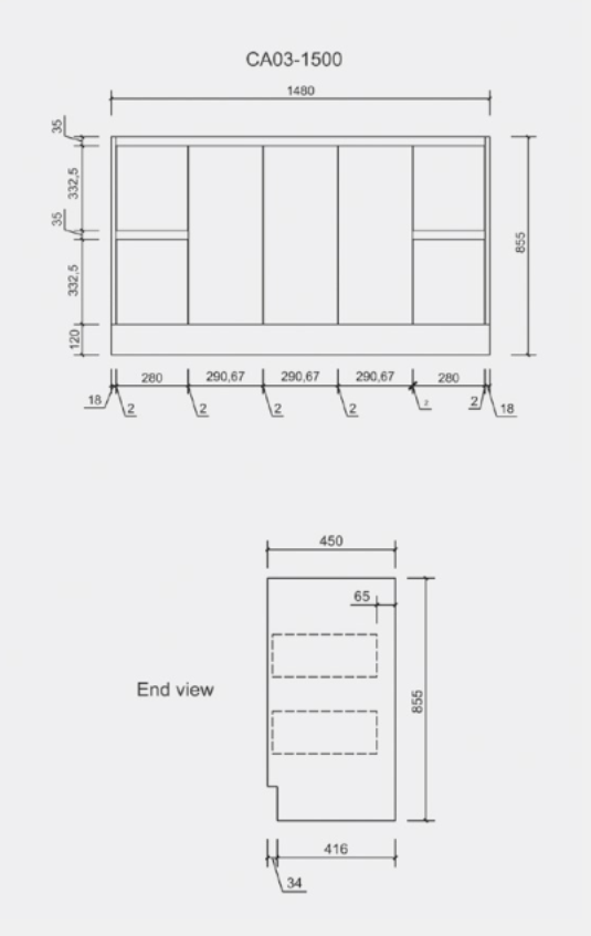Aulic Alice Floorstanding 1500mm Vanity Unit, Stone Top & Undercounter Basin/s