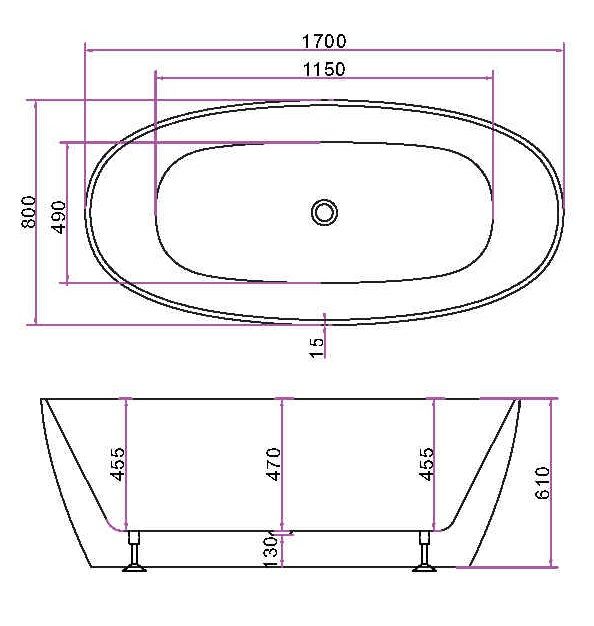 Atlantix Oval Shaped Freestanding Bath 1700mm, White
