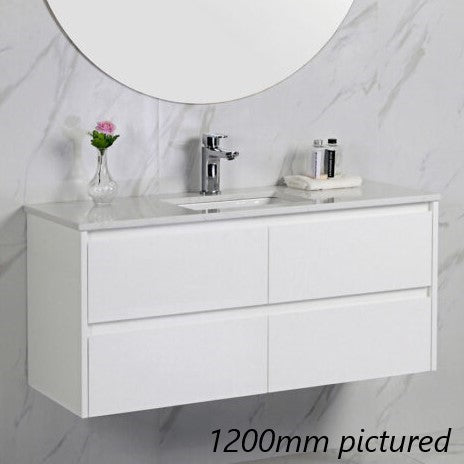 Aulic Leona Wall Hung 1500mm Vanity Unit, Stone Top with Undermount Basin