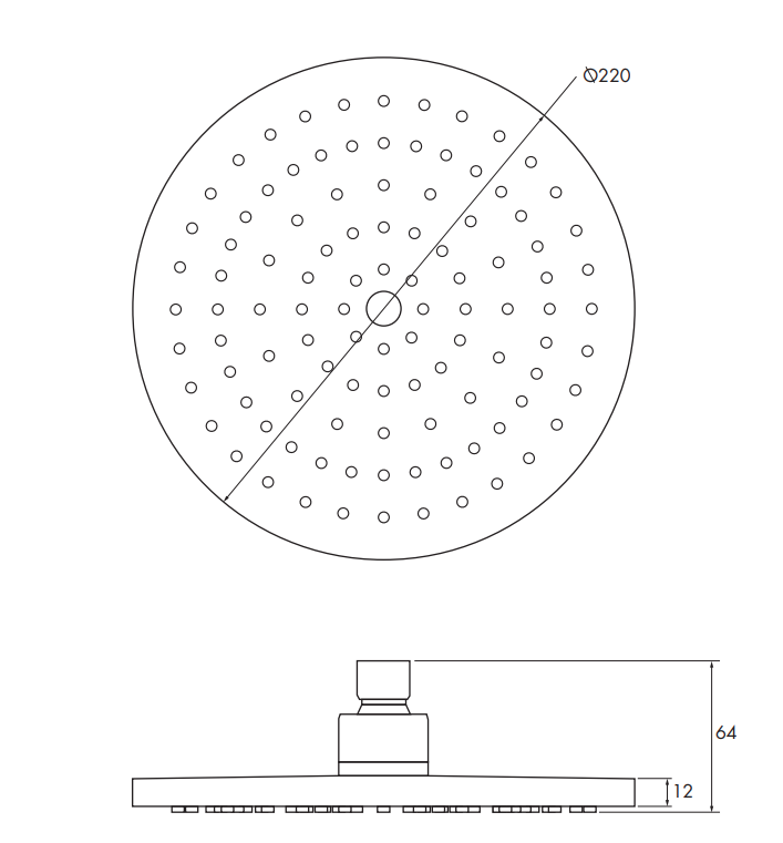 Bakara Round Shower Head - Matte Black