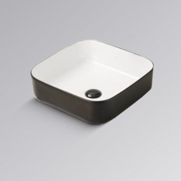 Innova Matte Black & Gloss White Square Ceramic Vessel Basin