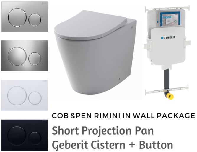 Geberit In Wall Package - Rimini Rimless Pan - Sigma 20 Round Button