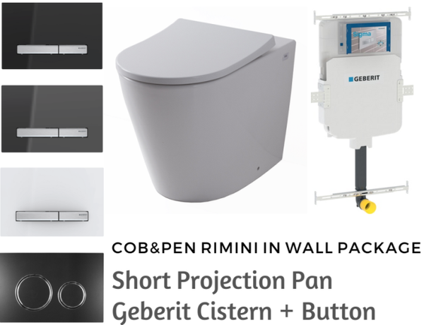 Geberit In Wall Package - Rimini Rimless Pan - Sigma 50 Glass Button