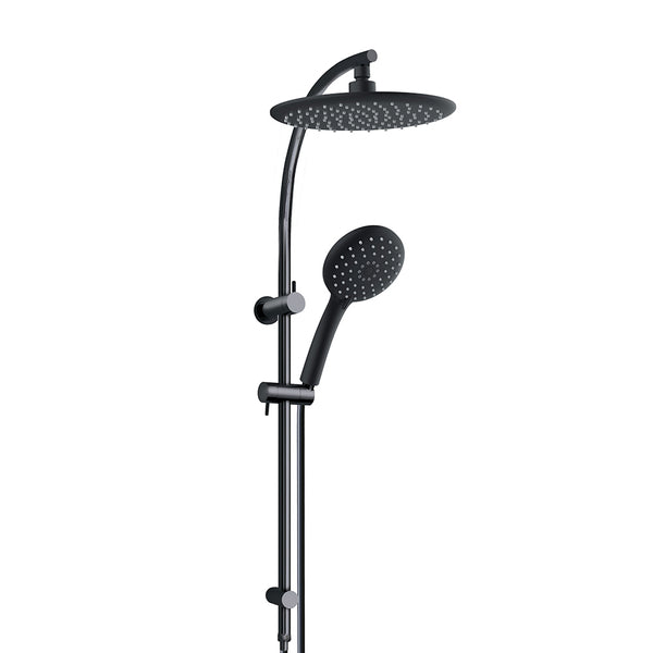 Collis Willow Curved Full Combo Rail Shower Set - Matte Black