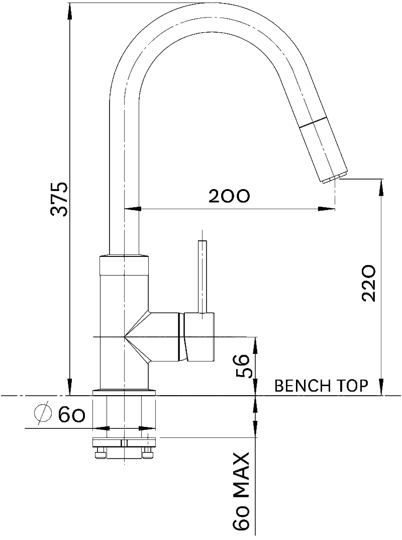 Methven Culinary Gooseneck Sink Mixer with Pull Out Spray