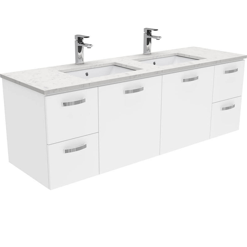 Dianne 1500mm Wall Hung Vanity Unit with Stone Top & Undermount Basin - Double Bowl