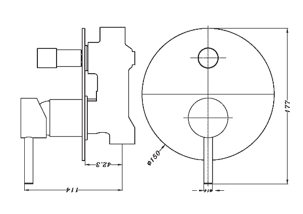 Dolce Shower/Bath Mixer with Diverter, Chrome