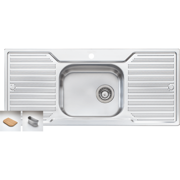 Oliveri Diaz 1080mm Single Bowl & Double Drainer Sink