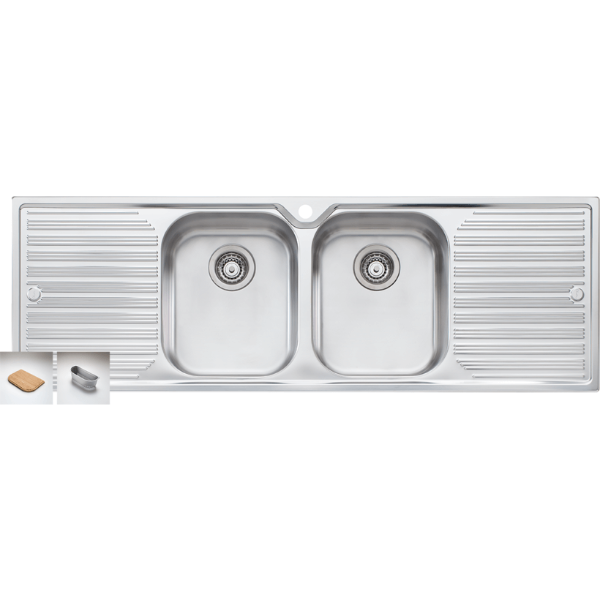Oliveri Diaz 1430mm Double Bowl & Double Drainer Sink