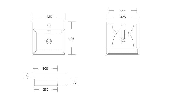 Essence Perugia Semi Recessed Basin 1th - White