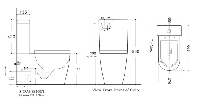 Fairfield Rimless Back To Wall Suite - Nano, White