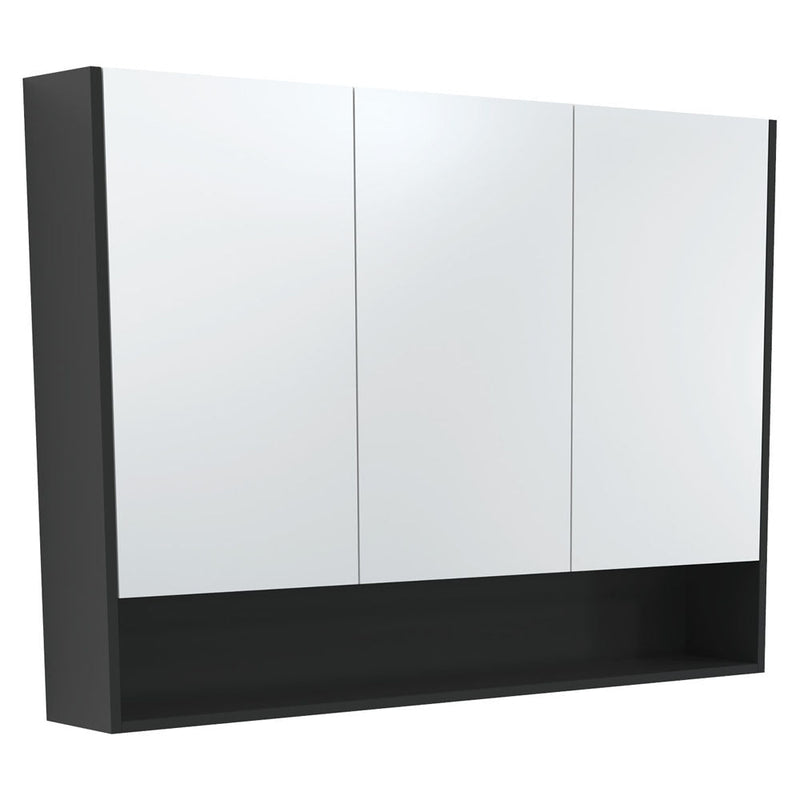 Fienza 1200mm Mirror Cabinet with Undershelf - Satin Black