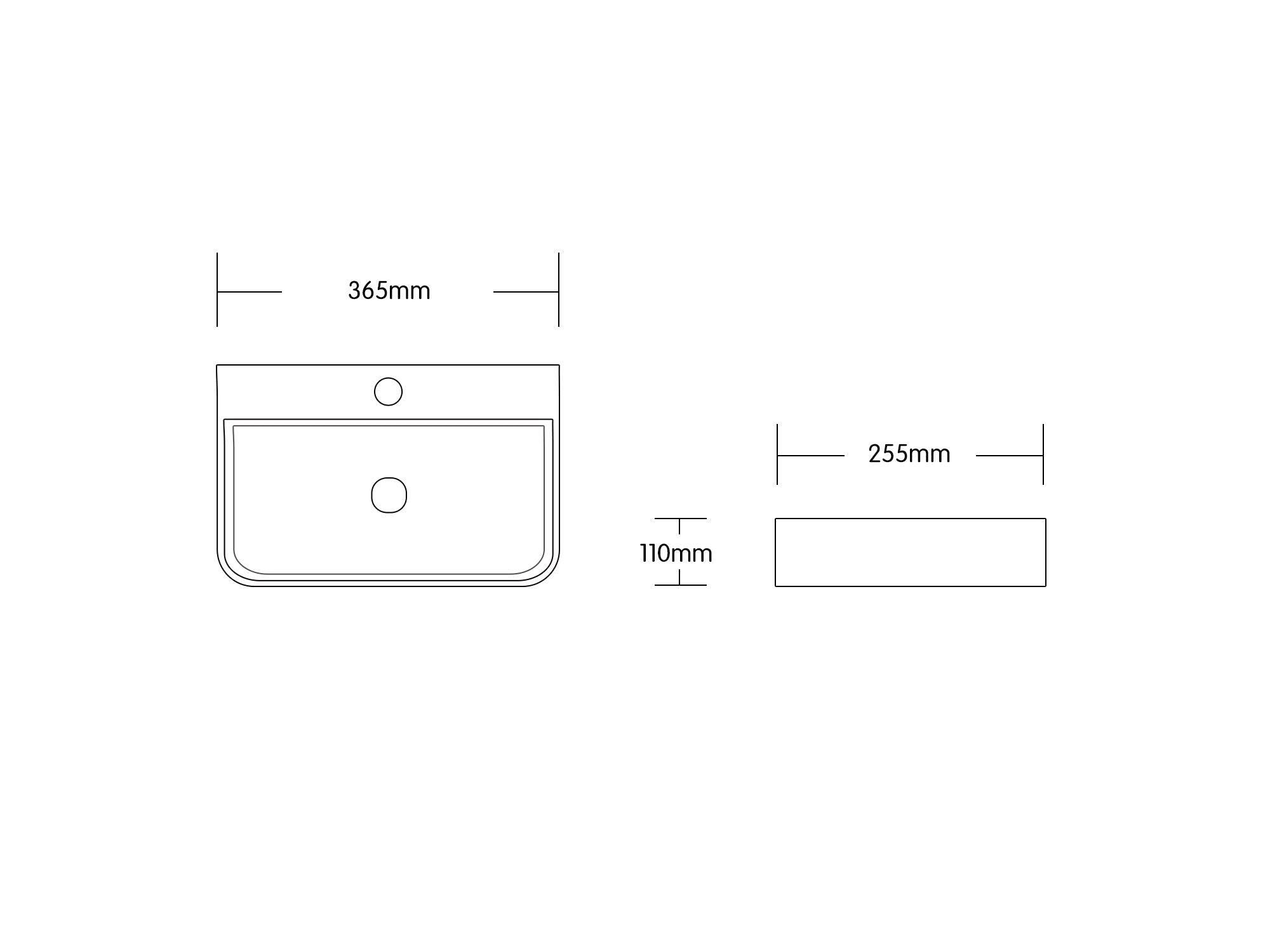 Essence Genoa Wall Basin - 365mm