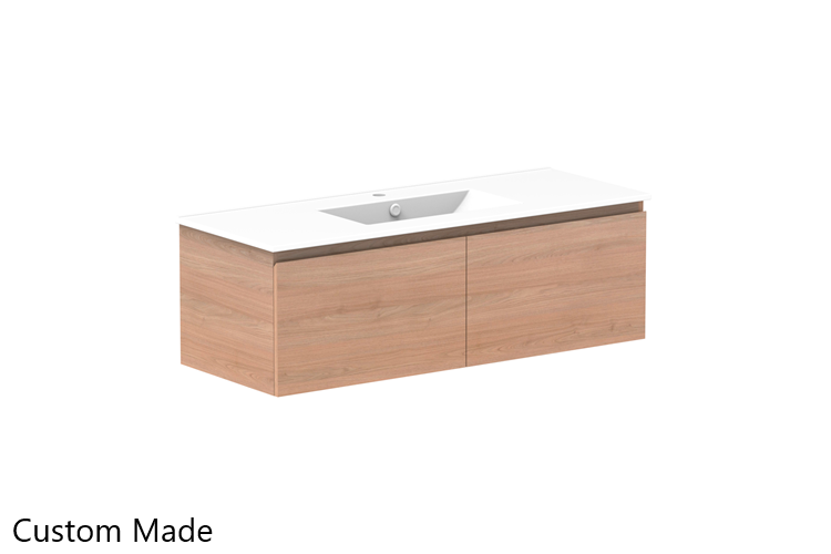 Glacier Lite Ceramic All-Drawer Slim Vanity, 1200mm - Bowl Options