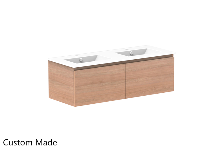 Glacier Lite Ceramic All-Drawer Slim Vanity, 1200mm - Bowl Options