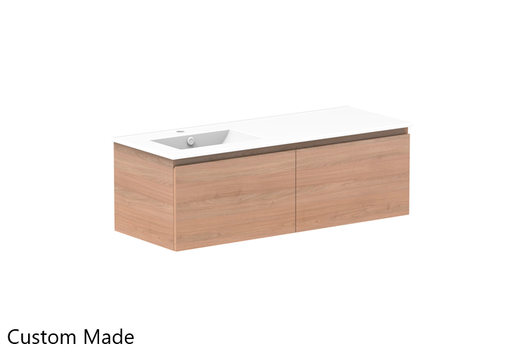 Glacier Lite Ceramic All-Drawer Slim Vanity, 1200mm - Bowl Options