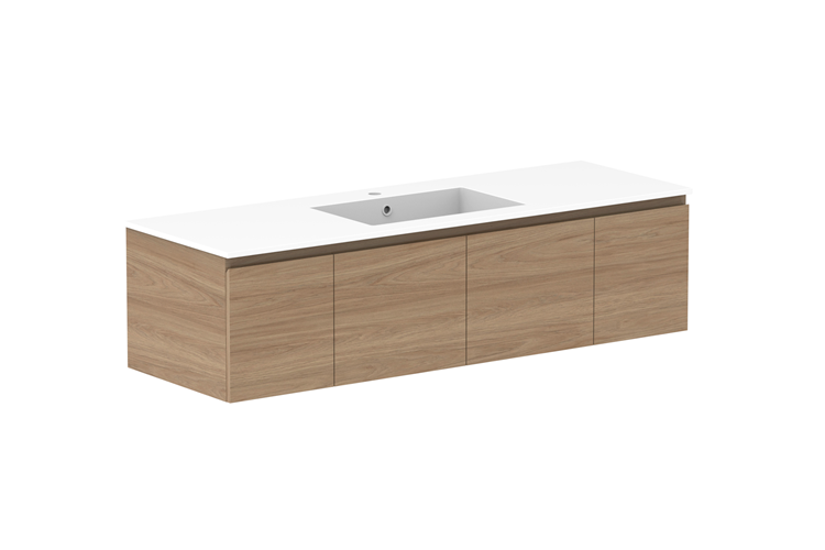 Glacier Lite 1500mm Slim Vanity, Centre Bowl, CastMarble Top